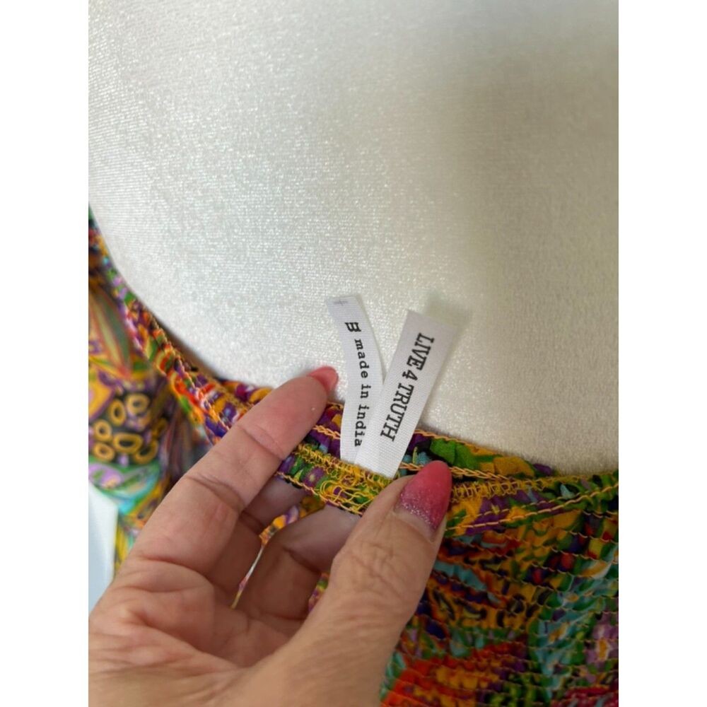 NWT Live 4 Truth Womens Multi Color Long Sleeve Flare Square Neck Crop Top M - Picture 3 of 7